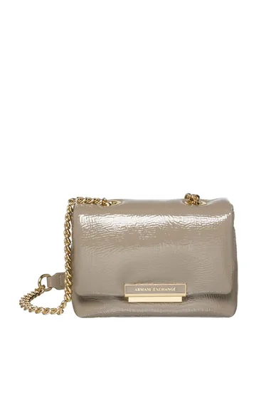 Victoria Patent Crossbody W/ Chain Strap Brown