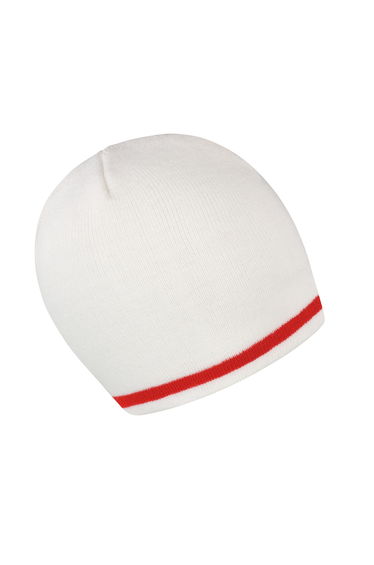Result Unisex Winter Essentials National Beanie Hat - White /Red