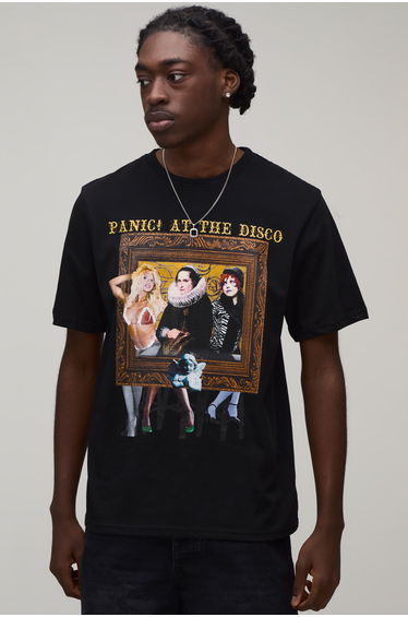 Regular Panic At The Disco License Print T-shirt - black