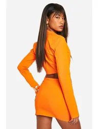 Super Stretch Trim Detail Cropped Blazer - orange - 2
