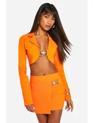 Super Stretch Trim Detail Cropped Blazer - orange - 1