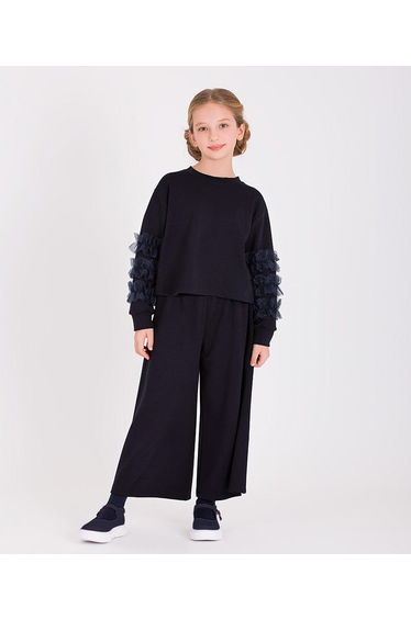 Girls Wide Leg Pants in Navy