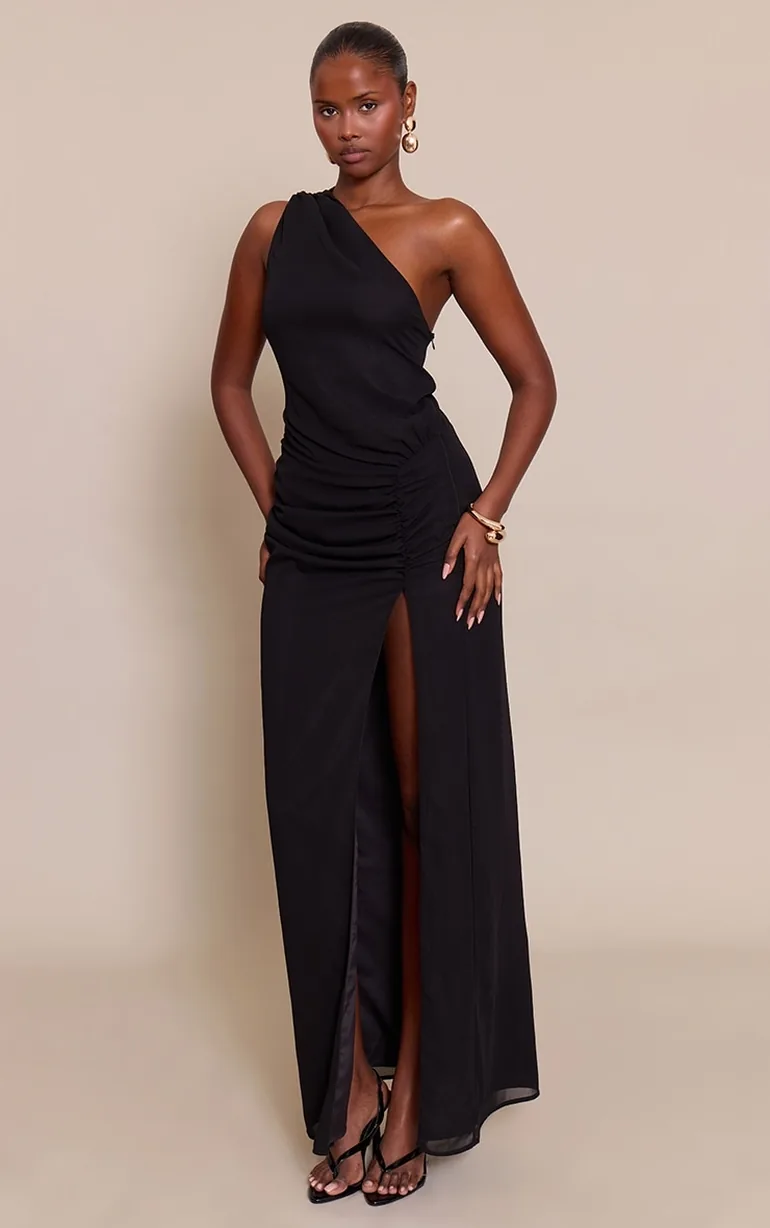 ruched draped chiffon dress Amoris by Ladivine T705 - Long Chiffon Mermaid Dress