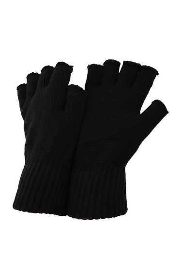 FLOSO Mens Fingerless Winter Gloves - Black