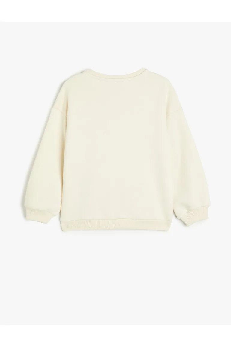 Sweatshirt Long Sleeve Crew Neck Print Detailed - 1
