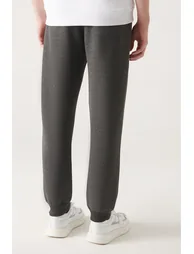 Men's Anthracite Pieced Standard Fit Normal Cut 3 Thread Jogger Sweatpants - 1