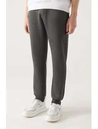 Men's Anthracite Pieced Standard Fit Normal Cut 3 Thread Jogger Sweatpants - 4