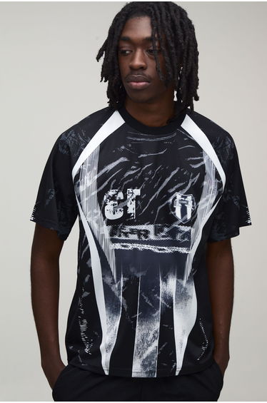 Regular Afterlight Closed Mesh Football Top - black