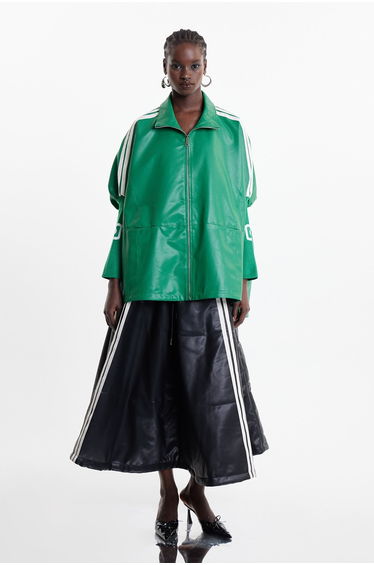 Condoleezza Stripe Leather Jacket In Green
