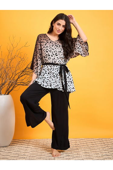 Animal Print Viscose Top and Pyjama Set