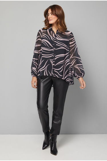 Black Swirl High Low Hem Longline Shirt