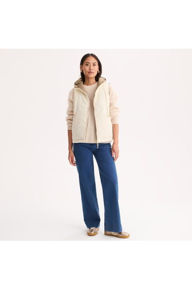 Sleeveless Reversible Padded Jacket with Hood