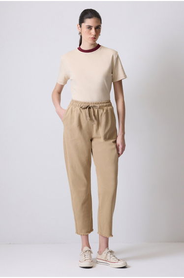 RIB COLLAR SHORT SLEEVED T-SHIRT