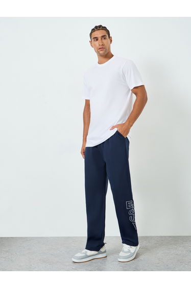 Men Straight Leg Terry Tonal Embroidery Joggers