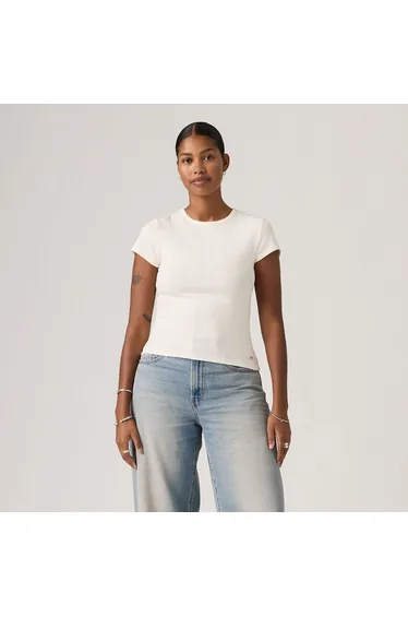 Pointelle Short Sleeve Crew Neck T-Shirt