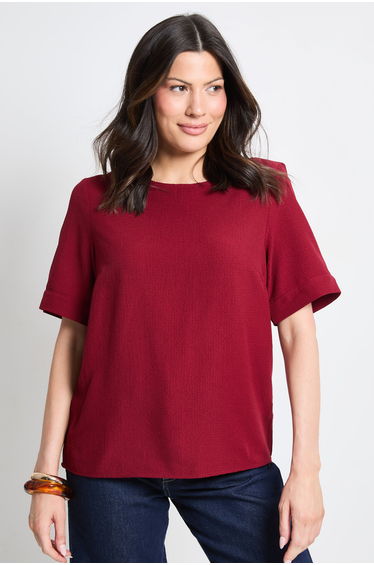 Bubble Crepe Crew Neck T-Shirt