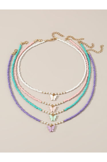 Pack of 4 - Butterfly Bead Necklace