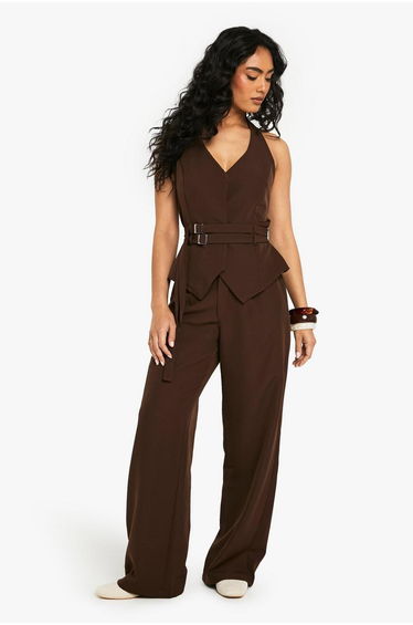 Fit & Flare Tailored Trouser - chocolate
