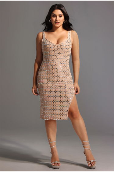 Riza Sleeveless Diamond Midi Dress