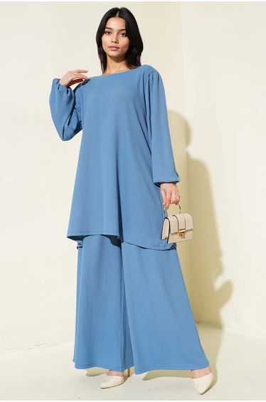 BDART Textured Long Sleeve Tunic and Wide Leg Pants Set