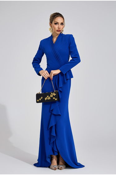 Wisp Dark Blue Train Maxi Dress