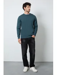 Petrol Blue Premium Pure Cotton Crew Neck Jumper