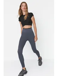 Sports Leggings - Gray - High Waist - 1