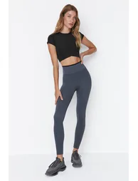 Sports Leggings - Gray - High Waist