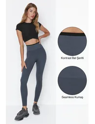 Sports Leggings - Gray - High Waist - 7