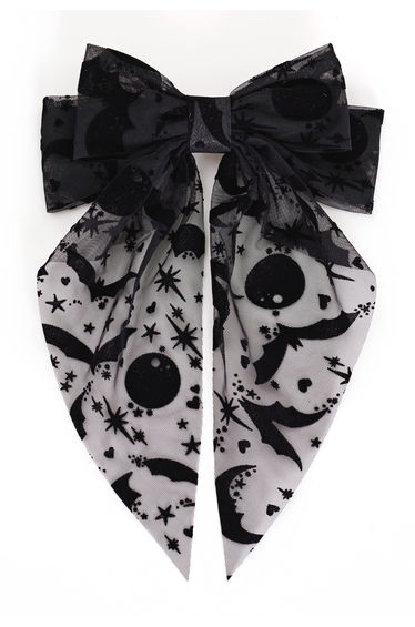 Twilight Bats Velvet Mesh Bow Hair Barrette