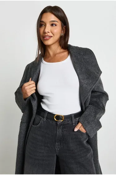 Oval Buckle Detail Belt - black