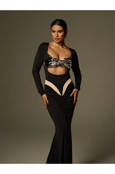 Lianne Bow Twisted Armor Top In Silver