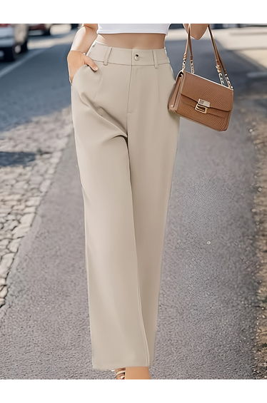 Solid Pocket Detail Wide Leg Pants