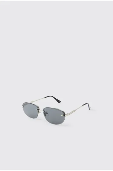 Oval Tinted Sunglasses - black