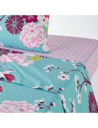 MISS CHINA Oriental Floral Print Cotton Flat Sheet - 2
