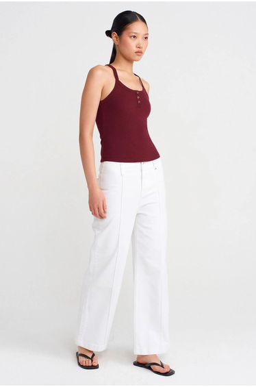 Dilvin Slim Fit Ribbed Knit Cami Blouse