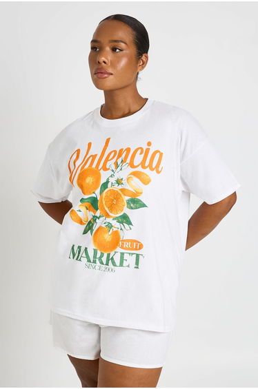 Plus Valencia Printed T Shirt - white