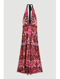 Slinky Knit Jacquard Geo Maxi Column Dress - 3
