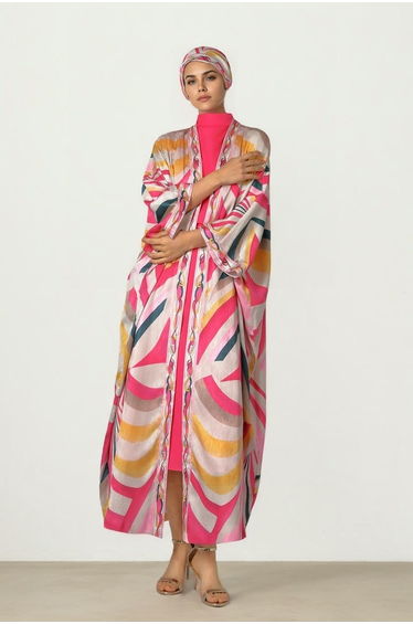 Printed Satin Abaya