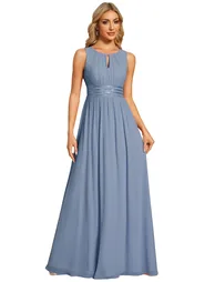 ever KALIA|Simple Sleeveless A-line Chiffon Bridesmaid Dress with Hollow Out Detail - 10