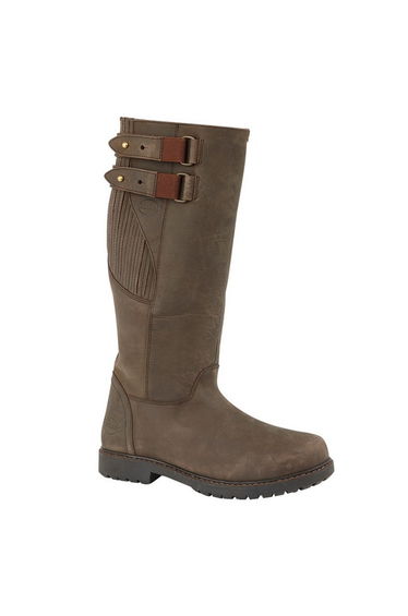 Woodland Mens Blake Waxy Leather Buckle Country Boot - Dark Brown