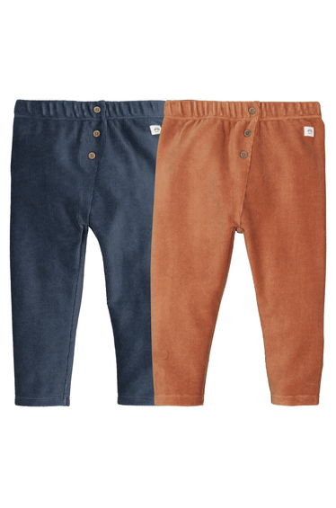 Pack of 2 Leggings in Ribbed Cotton Mix Velour