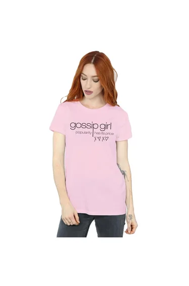 Gossip Girl Womens/Ladies Popularity Has It´s Price Cotton Boyfriend T-Shirt - Baby Pink