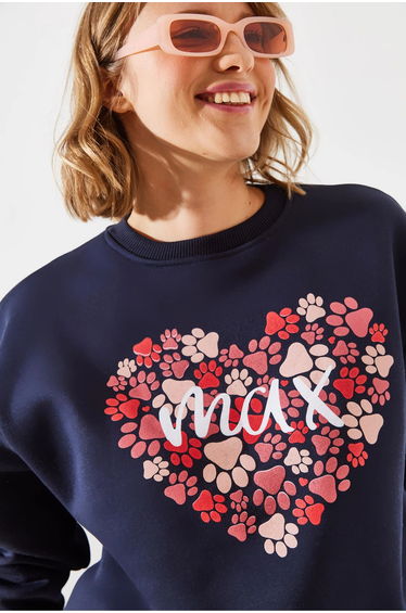 LUCCI Printed Cotton Crew Neck Sweatshirt with Logo