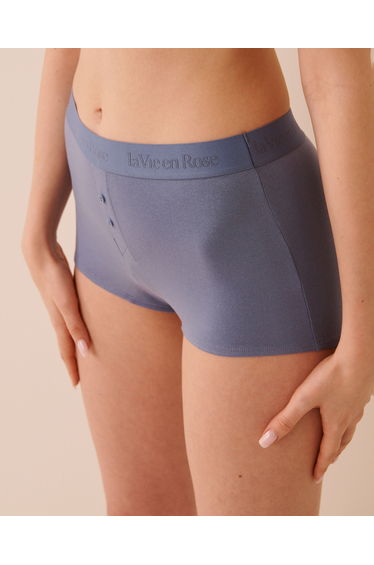 Cotton and Logo Elastic Band High Waist Boyshort Panty