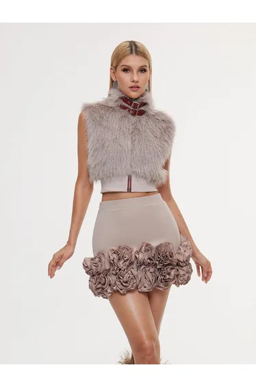Emanara Faux Fur Crop Top