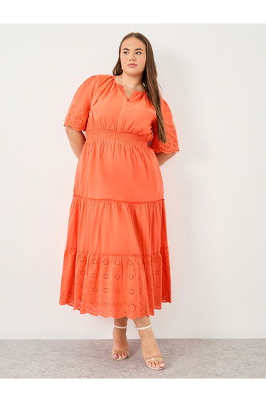 Plus Size Cotton Tiered Maxi Dress