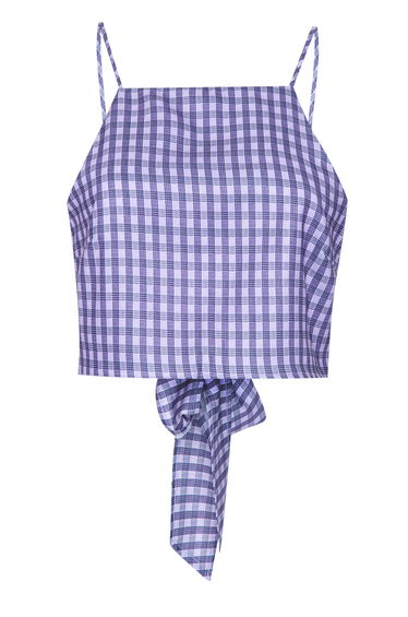 Glamorous Purple Check Tie Back Crop Top