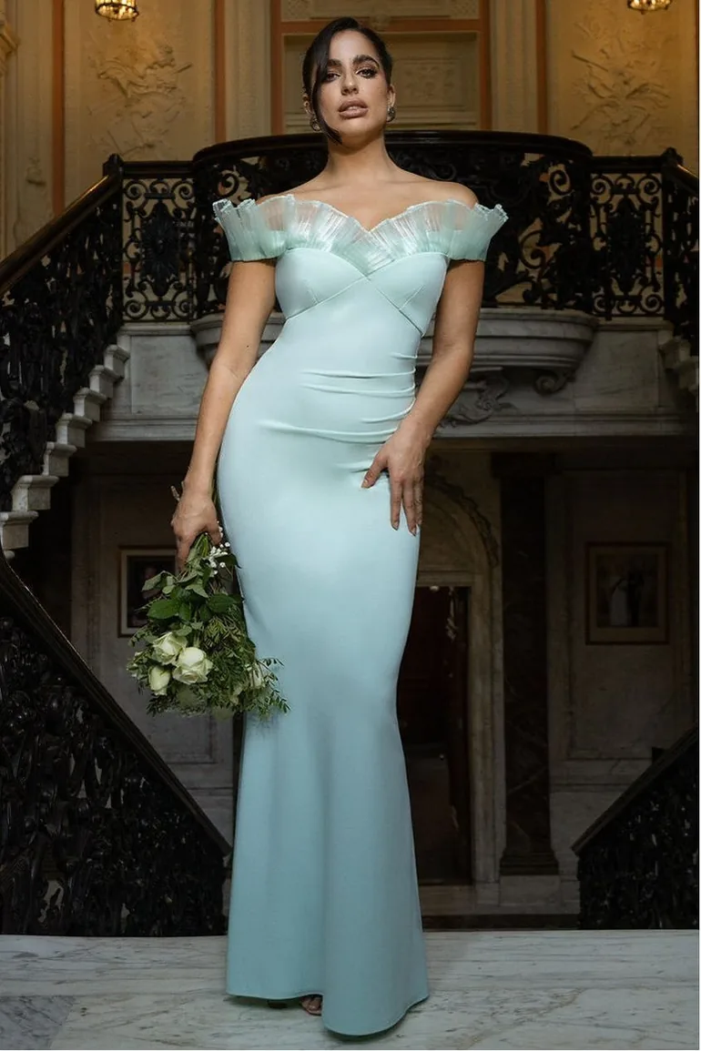 mint green bardot dress Ivana High Low Mini Dress In Peppermint