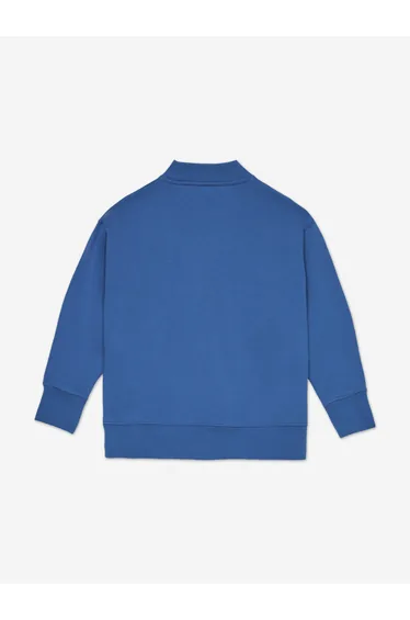 Palm Angels Boys Curved Logo Regular Sweatshirt in Blue